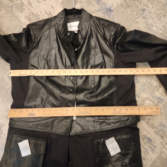 Roamans Genuine Leather Black Jacket Zip Off Hem Women's size 16W New - Picture 3 of 16